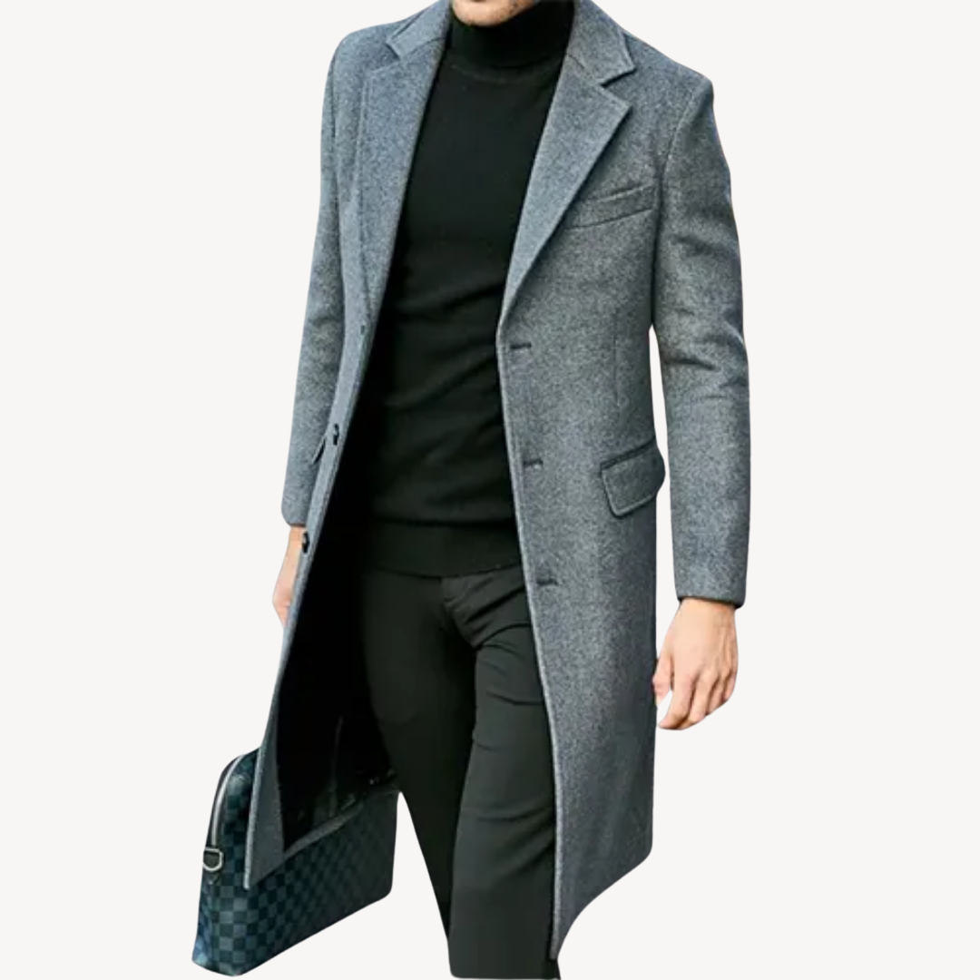 Krohn-e | Herren Wollmantel - Eleganter & Warmer Langer Mantel