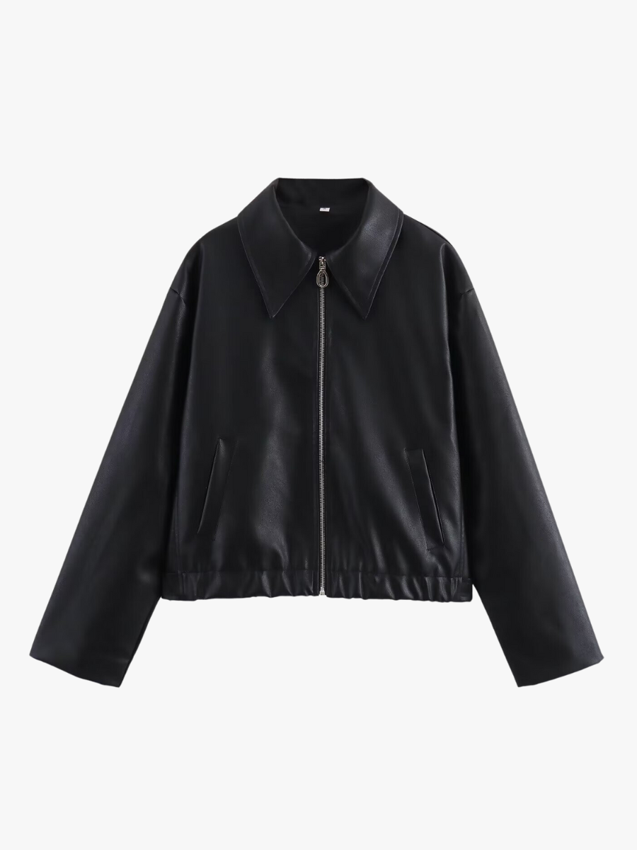 Krohn-e | Modische Kunstlederjacke in Weinrot