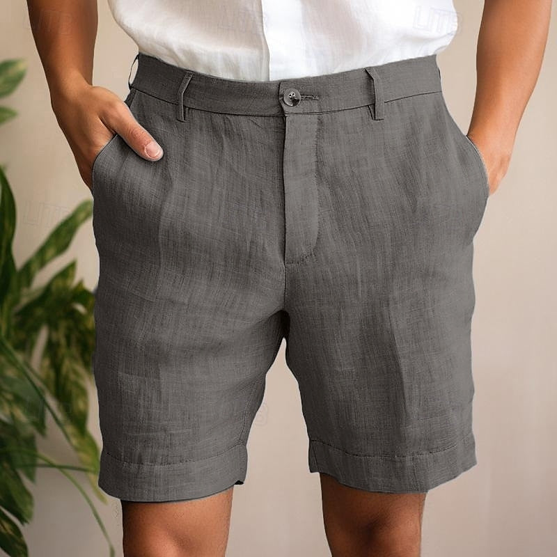 Herren-Leinenshorts mit hoher Taille im lässigen Stil