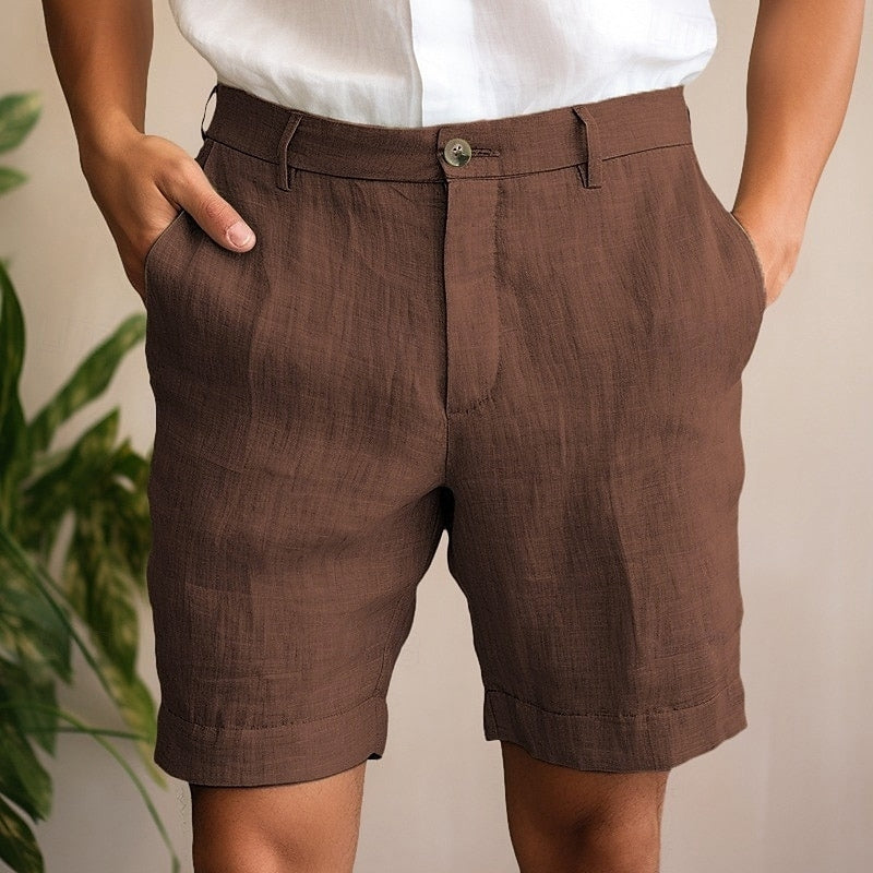 Herren-Leinenshorts mit hoher Taille im lässigen Stil