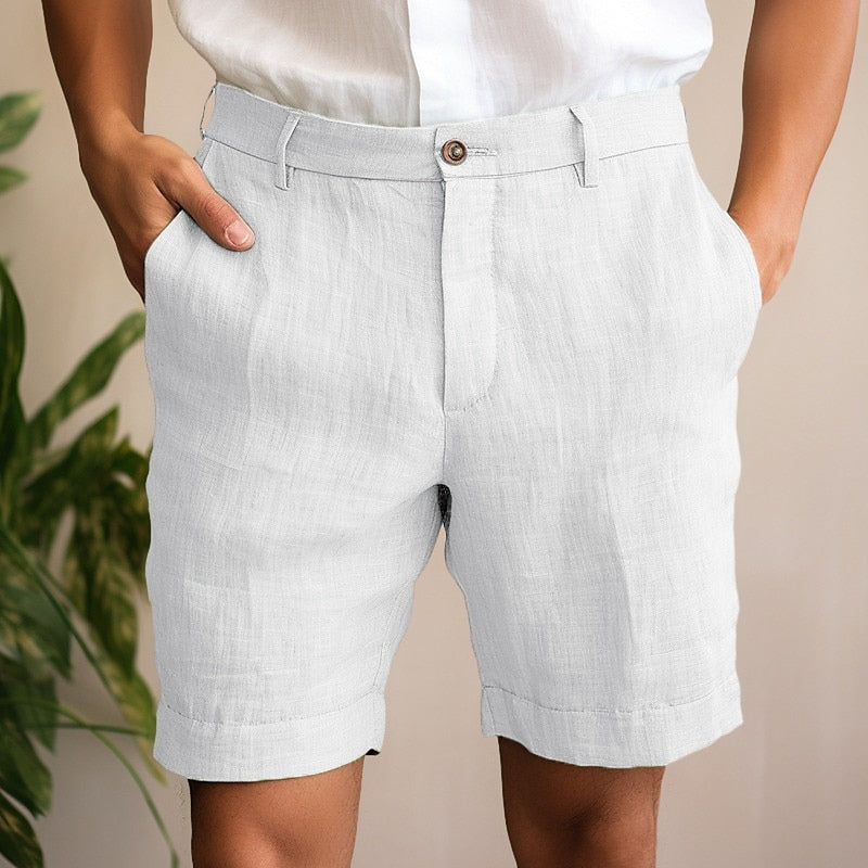 Herren-Leinenshorts mit hoher Taille im lässigen Stil