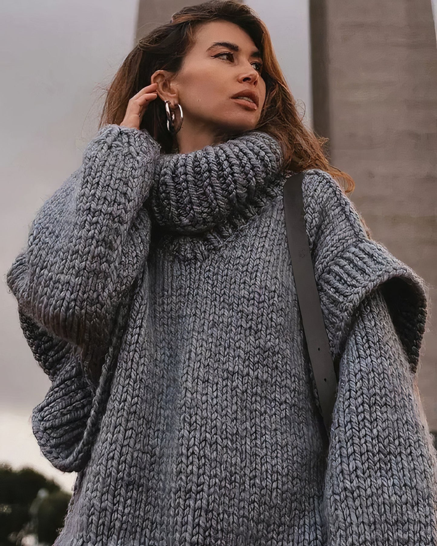 Strickpulloverkleid für Damen - Katzenmotiv