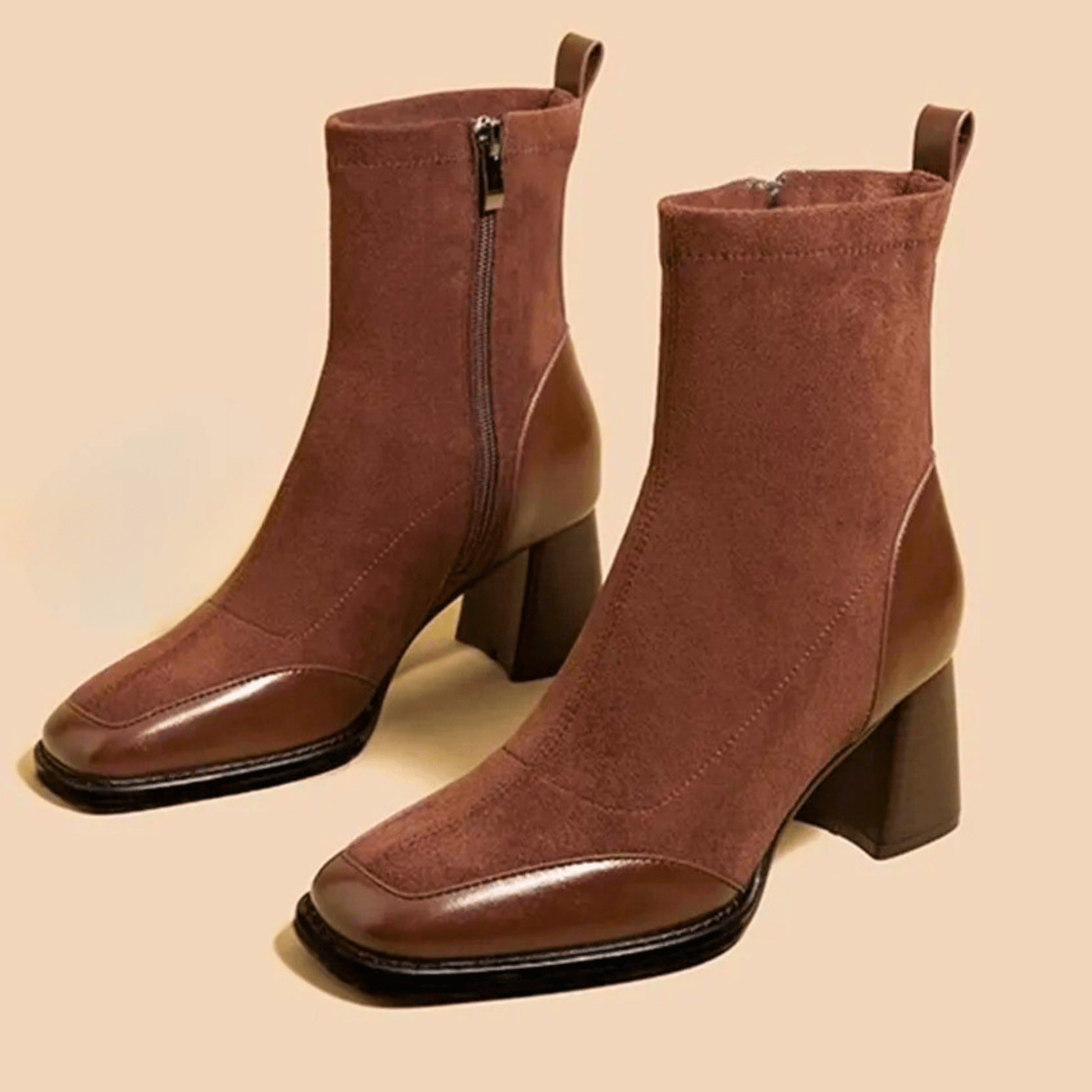 KROHN-E Damen Ankle Boots Blockabsatz Vielseitig