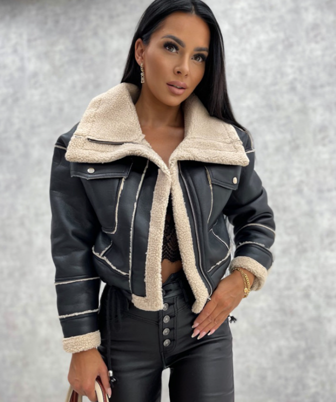 Krohn-e | Motorradjacke mit Revers und Sherpa-Futter