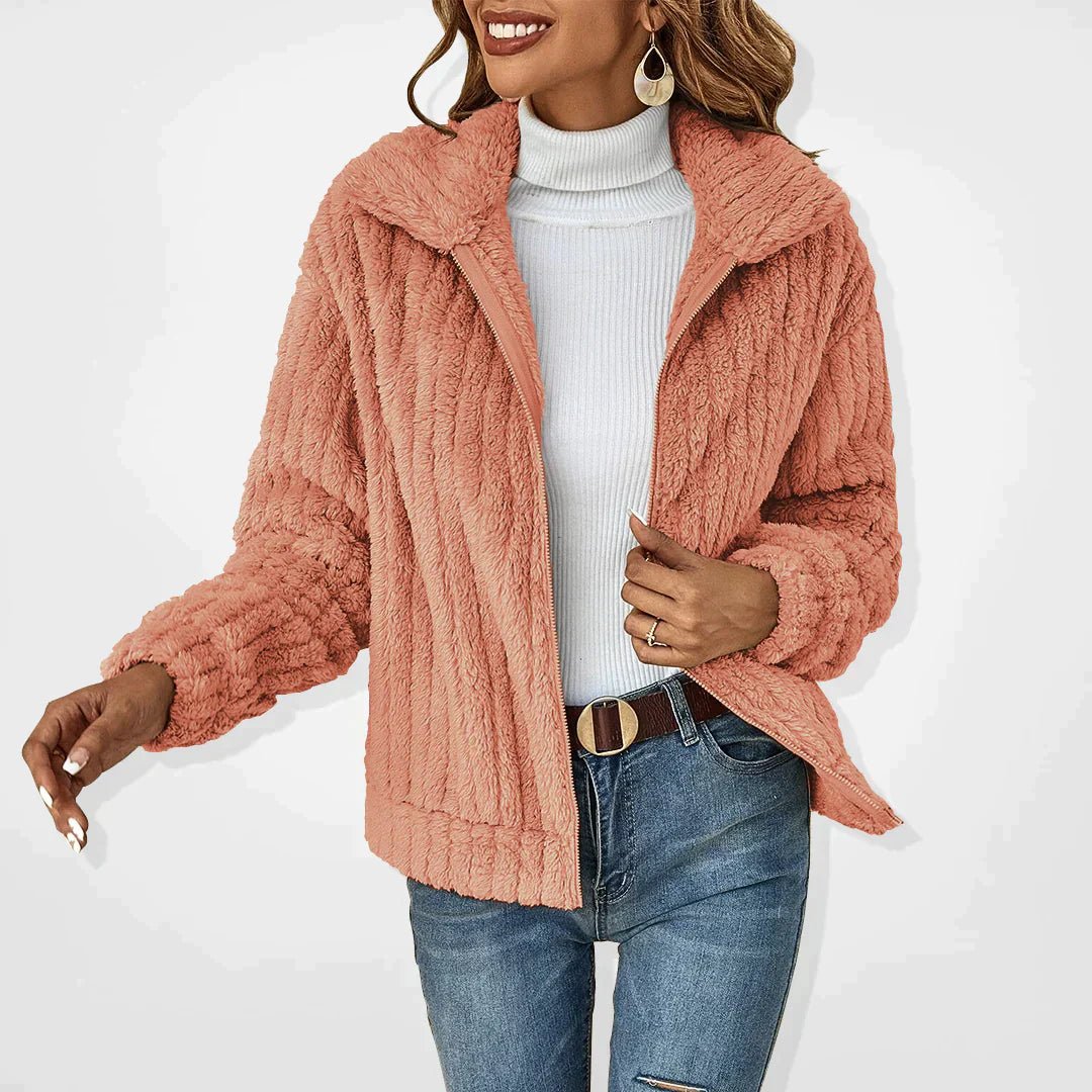 Krohn-e | mantel - Relaxed fit - Plüschgerippte Struktur - Reißverschluss - Hoher Kragen casual Stil