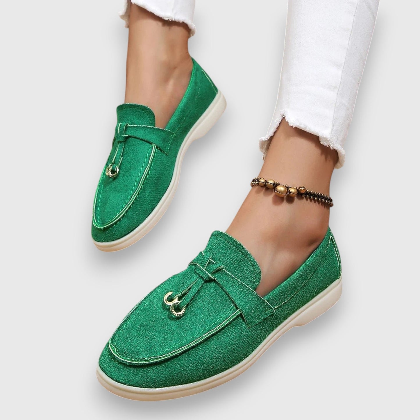 Yessa | Damen Loafer Velours Quaste Slip-On Flache Schuhe Sommer