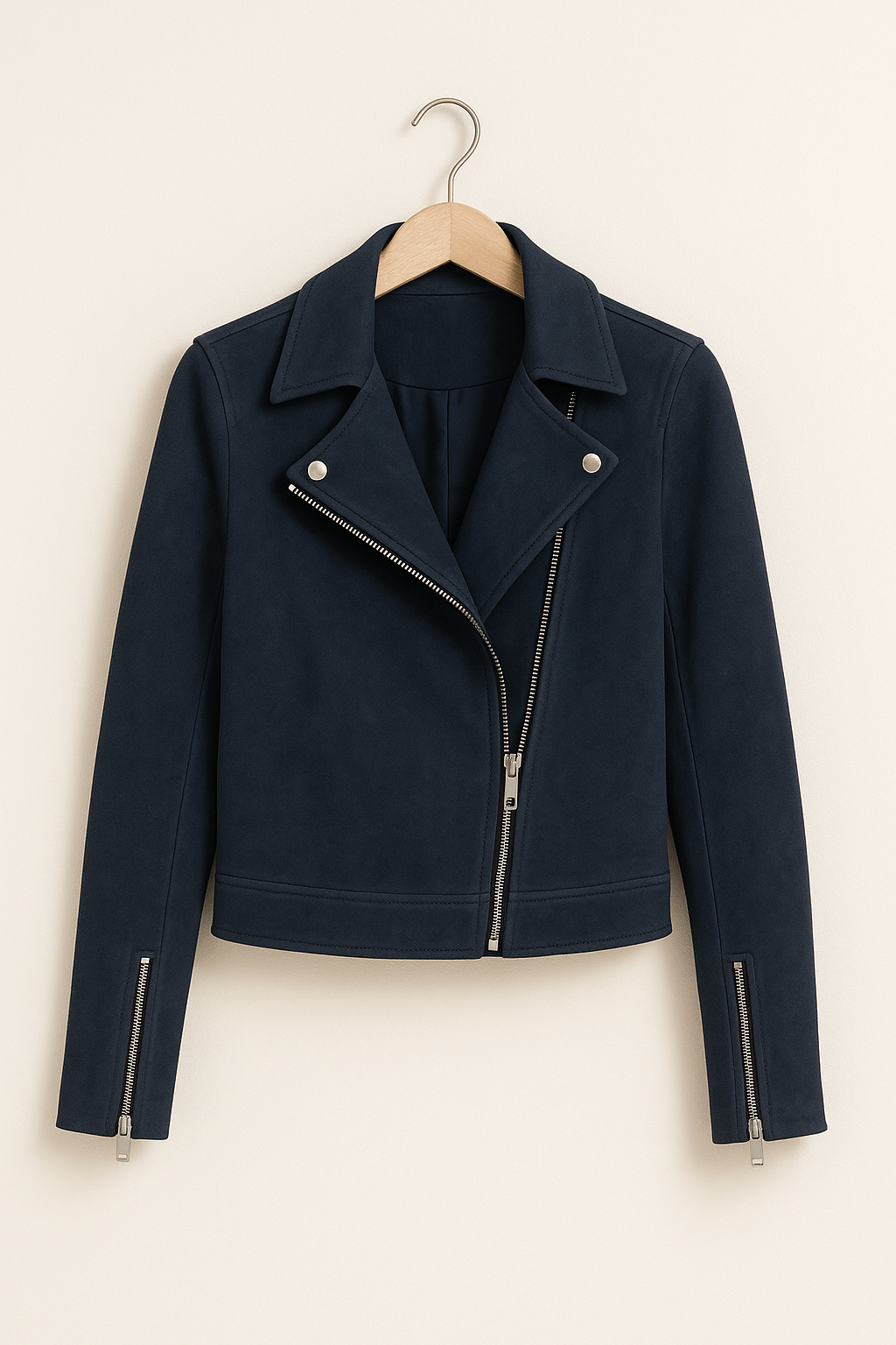 Krohn-e | Bikerjacke Aus Wildlederimitat Stylische Übergangsjacke mit Reißverschlussdetails