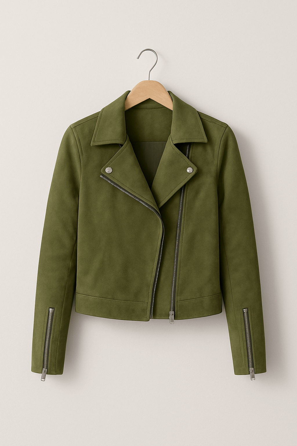 Krohn-e | Bikerjacke Aus Wildlederimitat Stylische Übergangsjacke mit Reißverschlussdetails