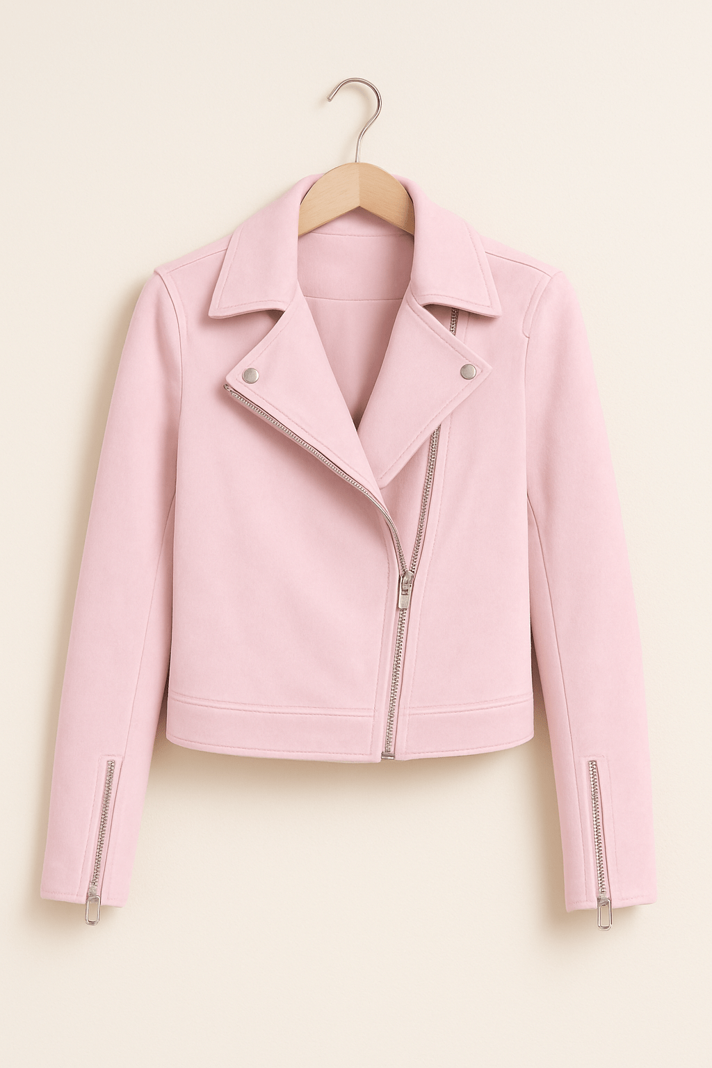 Krohn-e | Bikerjacke Aus Wildlederimitat Stylische Übergangsjacke mit Reißverschlussdetails
