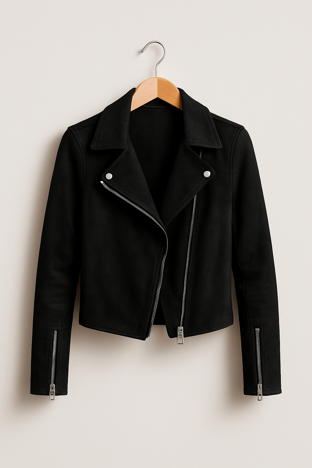 Krohn-e | Bikerjacke Aus Wildlederimitat Stylische Übergangsjacke mit Reißverschlussdetails