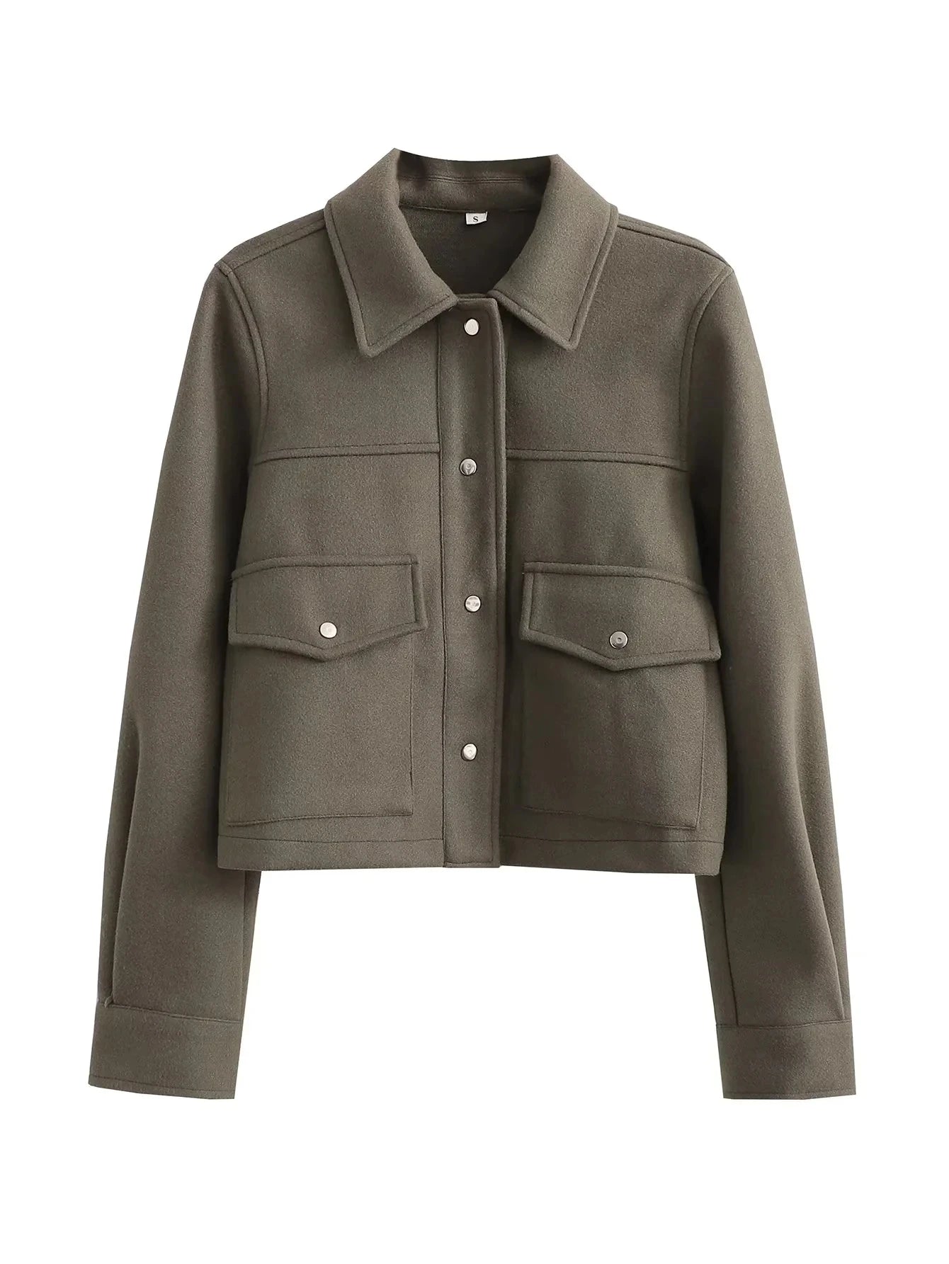 Krohn-e | Kurzjacke - Wollmischung - Maßgeschneiderte Passform - Utility-Stil - Knopfverschluss
