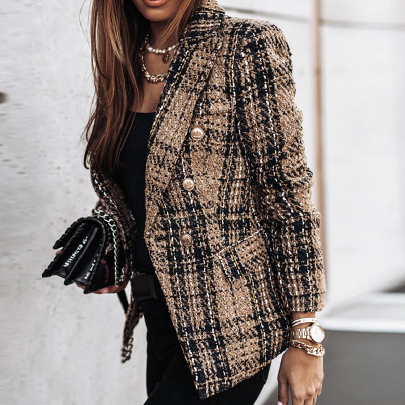 Krohn-e | Langarm Kariert Blazer - Strick