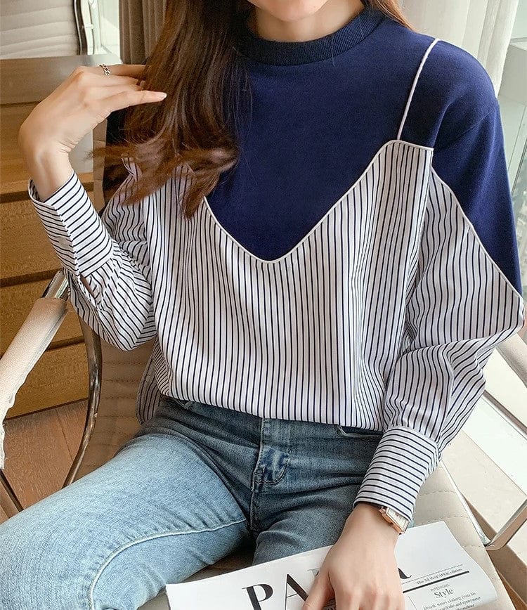 Fudus Sweatshirts mit trendigem Streifenmuster