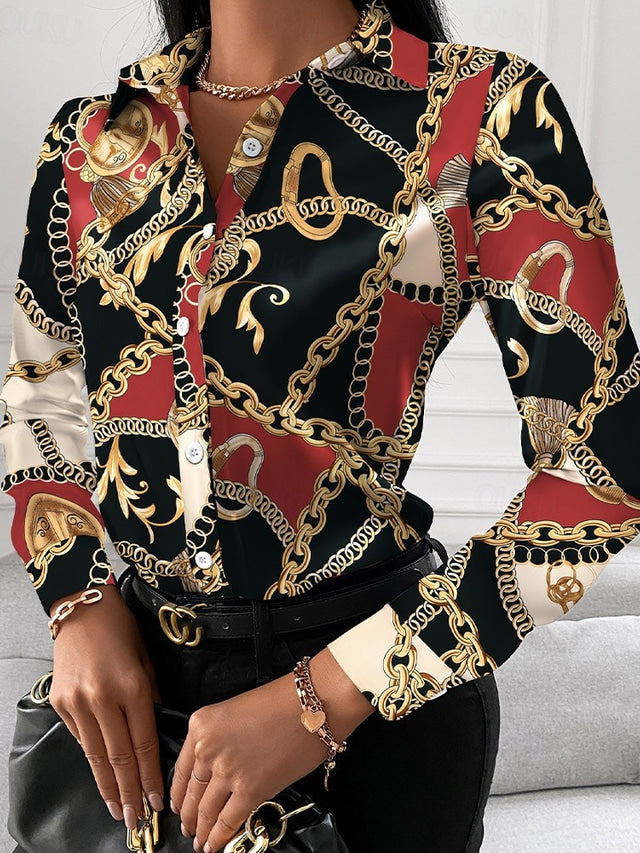 Krohn-e | Schicke Damenbluse mit Goldenen Details