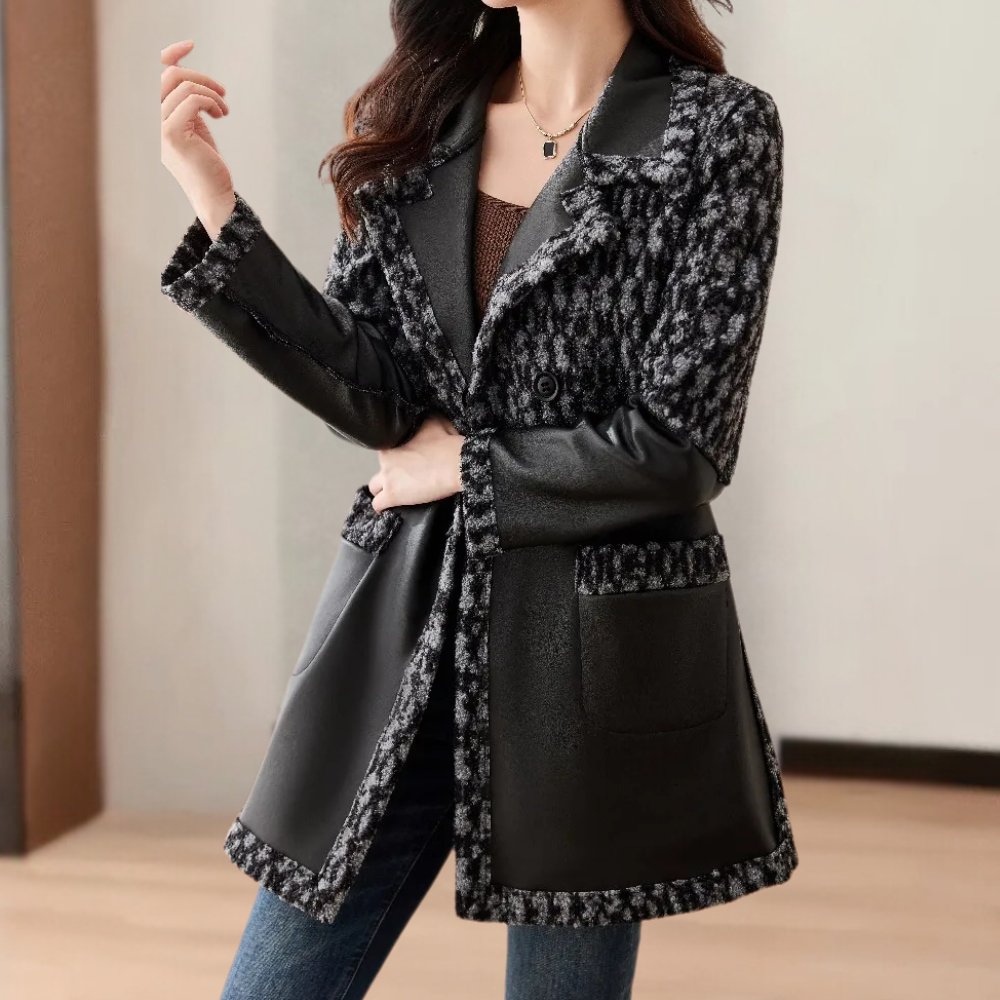 Krohn-e | Warmer schwarzer Damenmantel mit luxuriösem Finish
