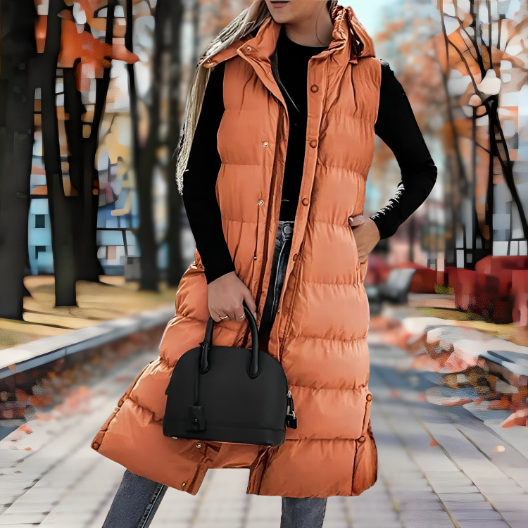 Krohn-e | Damen Ärmelloser Langer Gepolsterter Parka Mit Stilvoller Passform