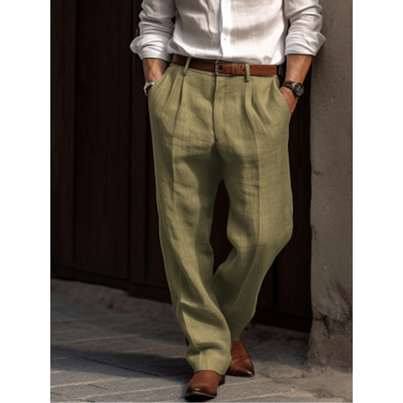 Herrenhose aus plissiertem Leinen