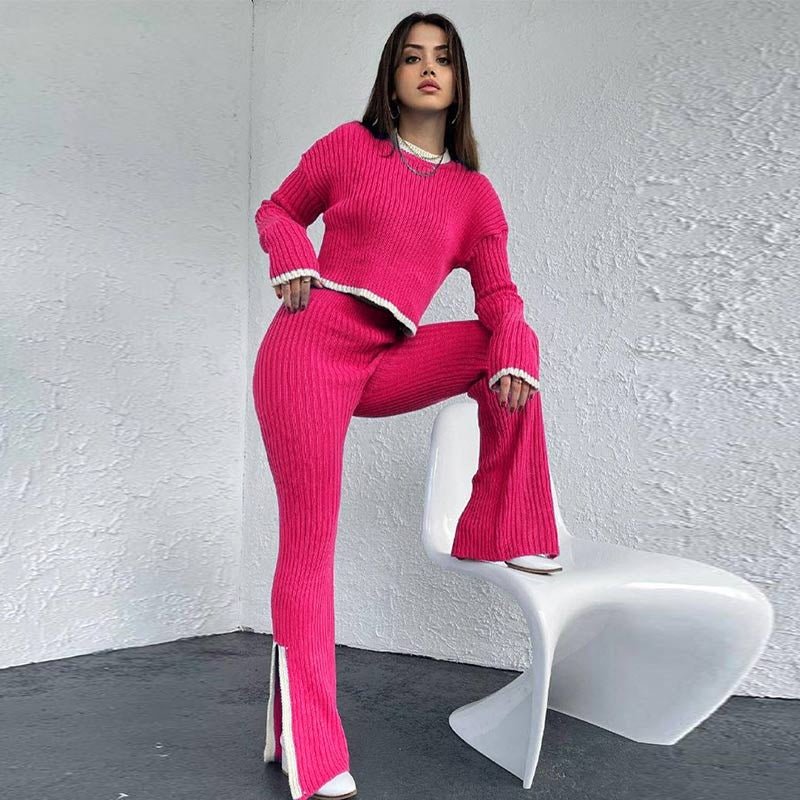 KROHN-E Damen Strick-Zweiteiler Entspannte Passform Vielseitig Casual