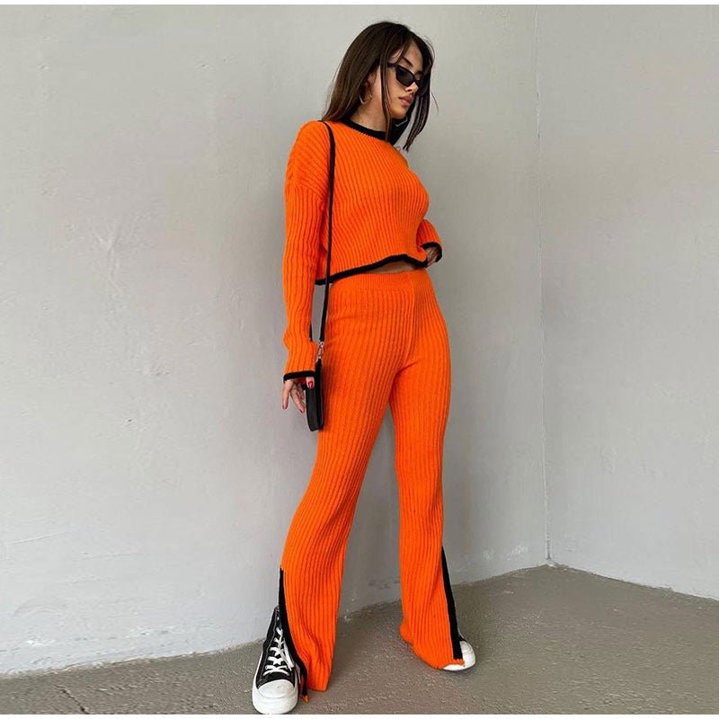 KROHN-E Damen Strick-Zweiteiler Entspannte Passform Vielseitig Casual