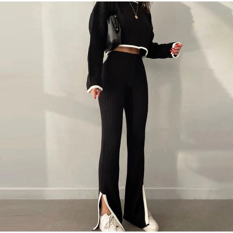 KROHN-E Damen Strick-Zweiteiler Entspannte Passform Vielseitig Casual
