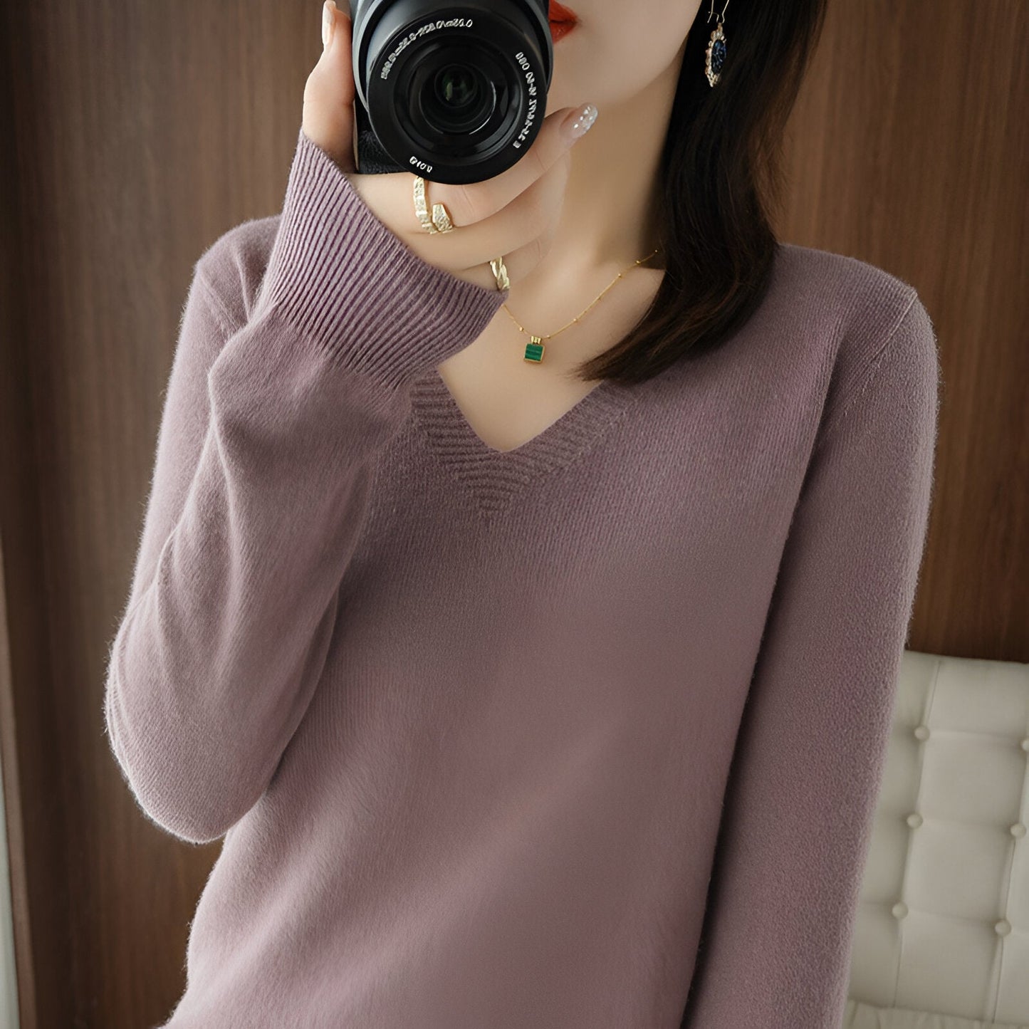 Strickpullover von Ika mit gemütlichem V-Ausschnitt