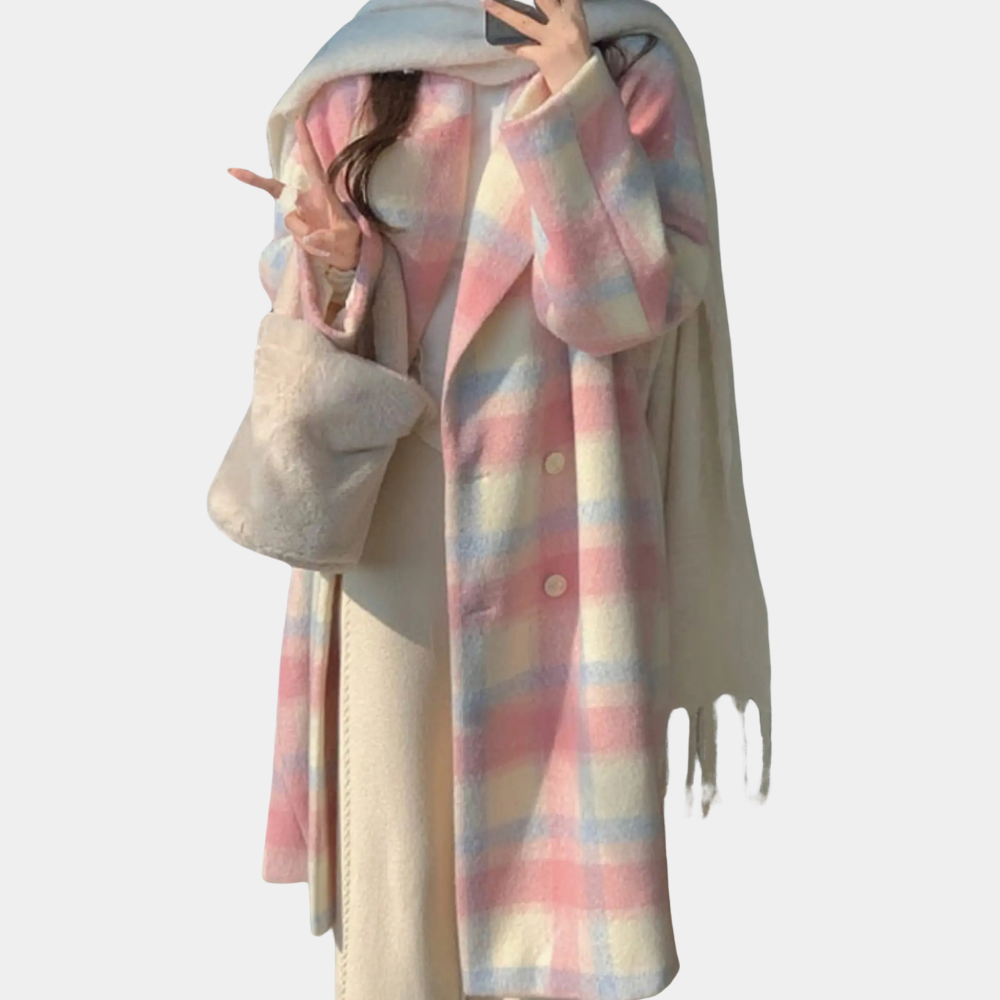 Krohn-e | Eleganter Karierter Wintermantel für Damen