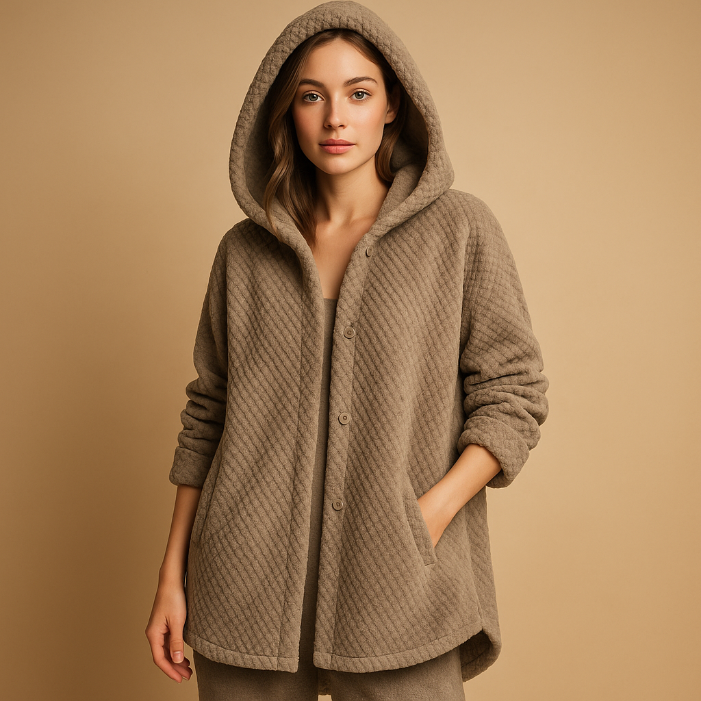 Krohn-e | Weiche Damen Teddyjacke mit Kapuze