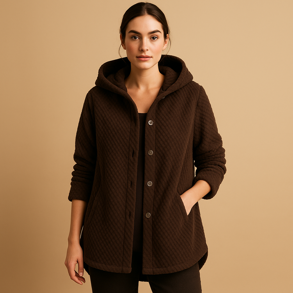 Krohn-e | Weiche Damen Teddyjacke mit Kapuze