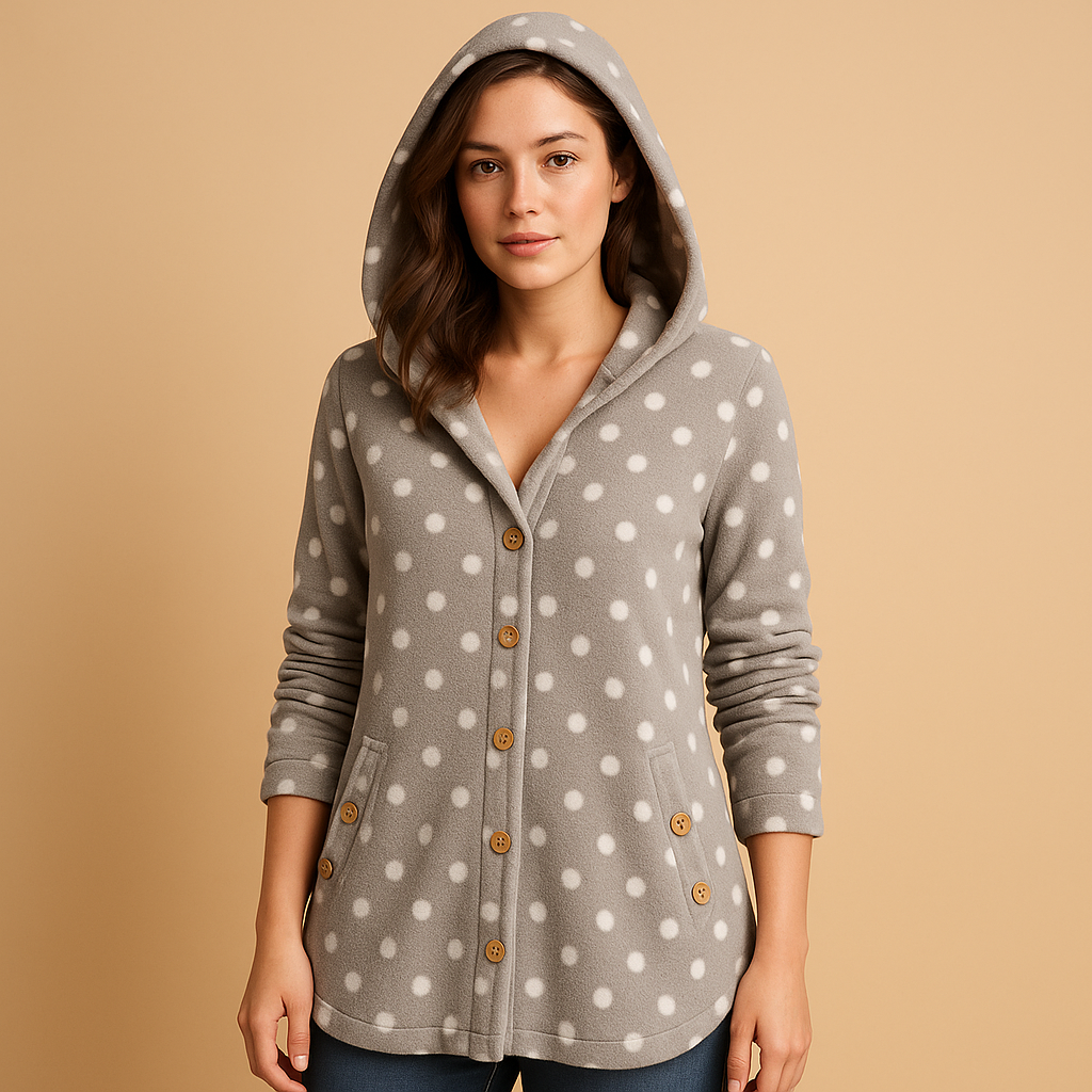 Krohn-e | Weiche Damen Teddyjacke mit Kapuze