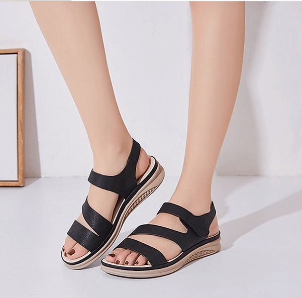 KROHN-E Damen Orthopädische Keilsandalen Gesundheitsschuh Komfort