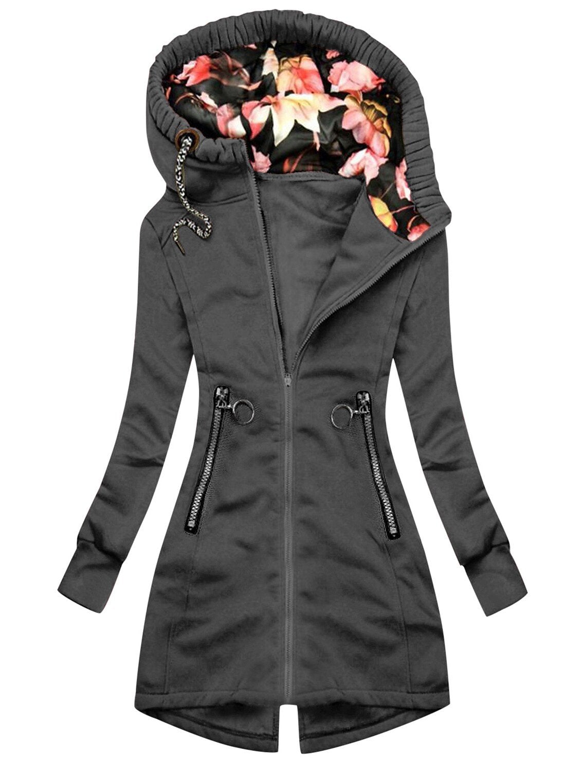 Krohn-e | Modisch mit Stehkragen, mit Reißverschlusstaschen und Bedruckter Kapuze für Damen Ideal für Herbst Winter