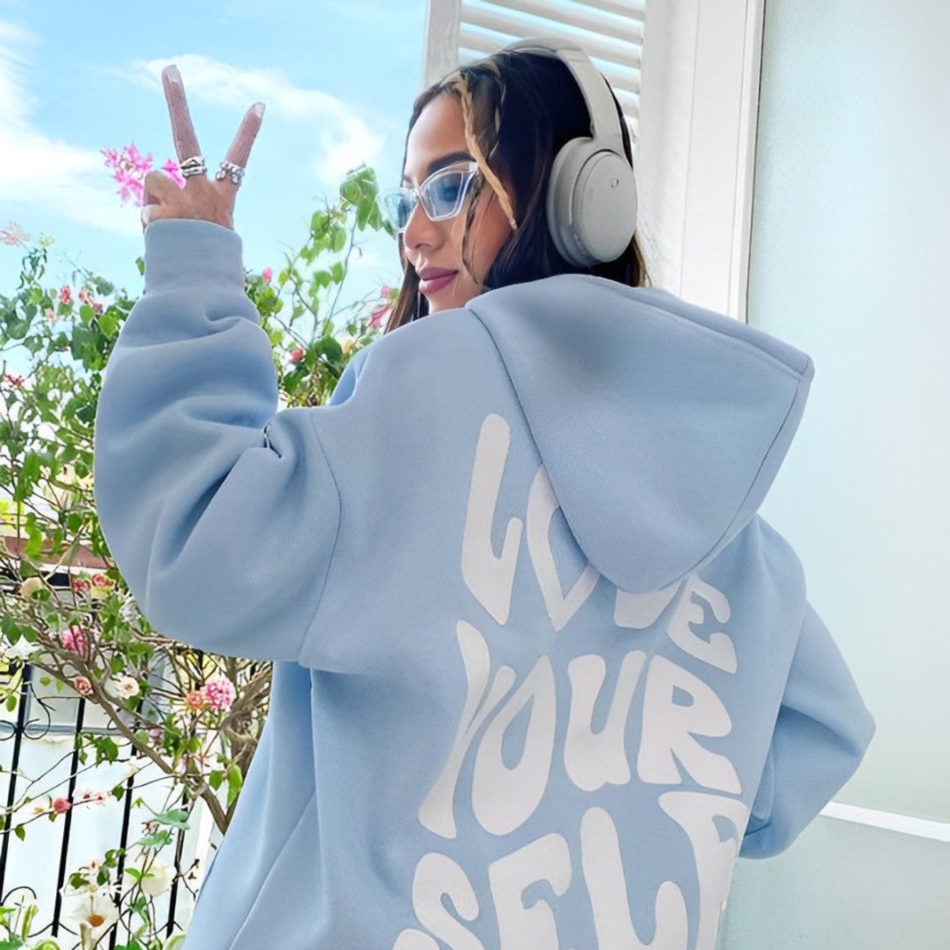 Großer Kapuzenpullover für Damen von Fudus, schwarz