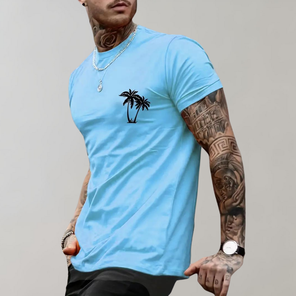 Pius Sommer-T-Shirt mit Palmen-Motiv
