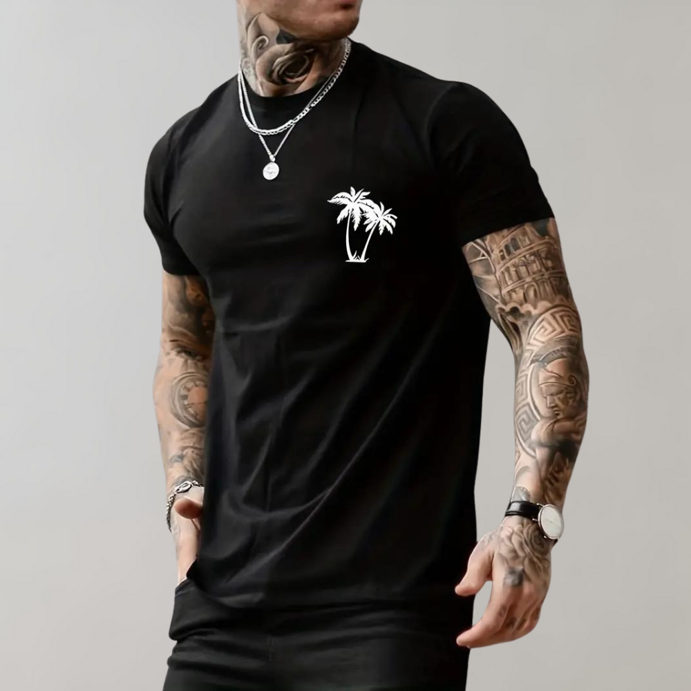 Pius Sommer-T-Shirt mit Palmen-Motiv