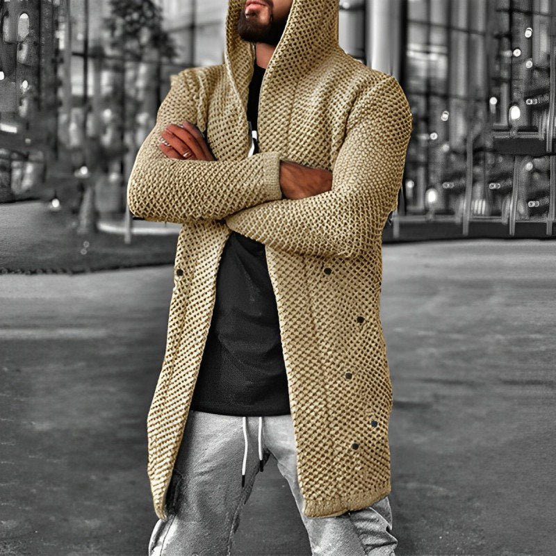 Krohn-e | Mittlange Herren – Strickcardigan mit Kapuze
