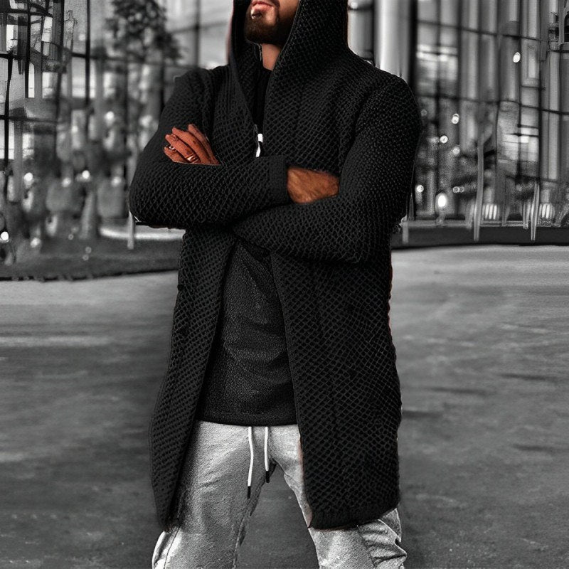 Krohn-e | Mittlange Herren – Strickcardigan mit Kapuze