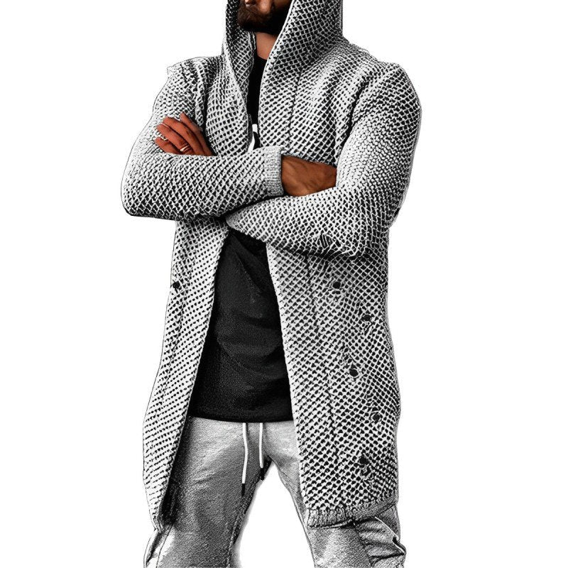 Krohn-e | Mittlange Herren – Strickcardigan mit Kapuze