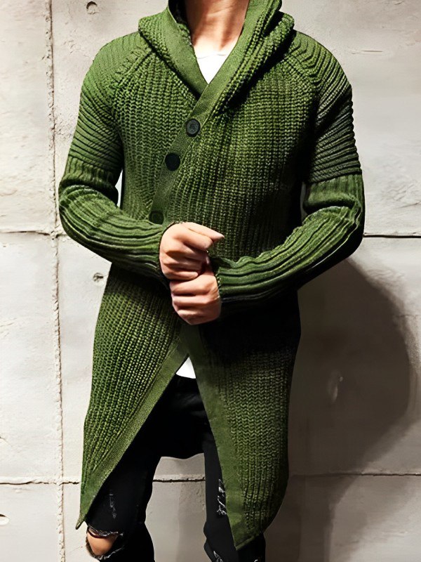 Krohn-e | Strickjacke mit Kapuze Aus Langem Strick