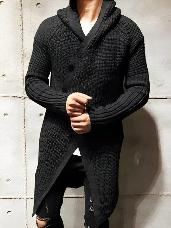 Krohn-e | Strickjacke mit Kapuze Aus Langem Strick