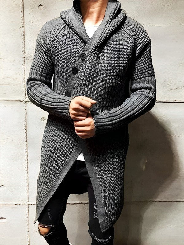 Krohn-e | Strickjacke mit Kapuze Aus Langem Strick