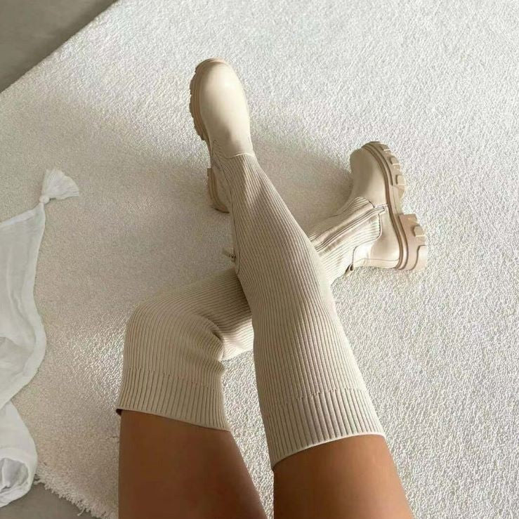 Krohn-e | Stilvolle Damen Knielange Stiefel mit Reißverschluss