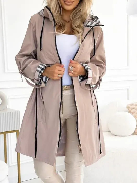 KROHN-E Damen Zip-Mantel wasserdicht winddicht Kapuze Winter funktional