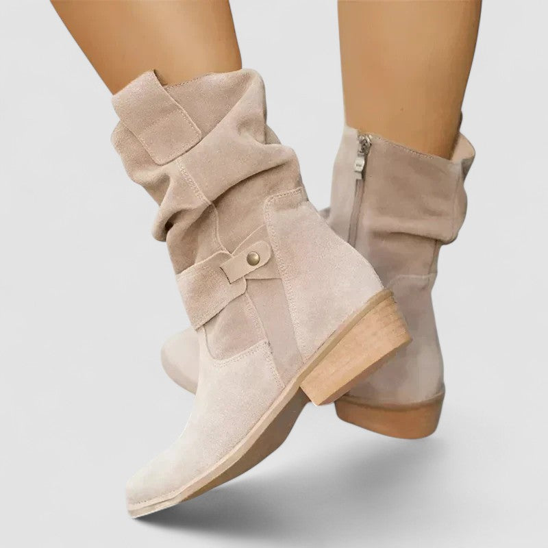 KROHN-E Damen Orthopädische Stiefel Stützend Schwarz Leder