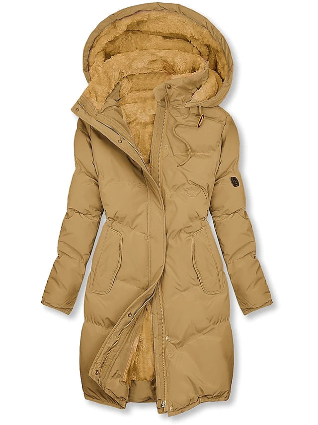 Krohn-e | Lange Kapuzen Winter Parka Dick Gepolsterter Mantel mit Fleece Futter