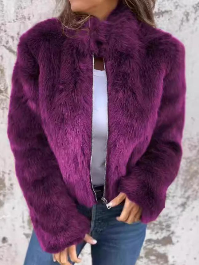 Krohn-e | Eleganter Pelzmantel mit Reißverschluss