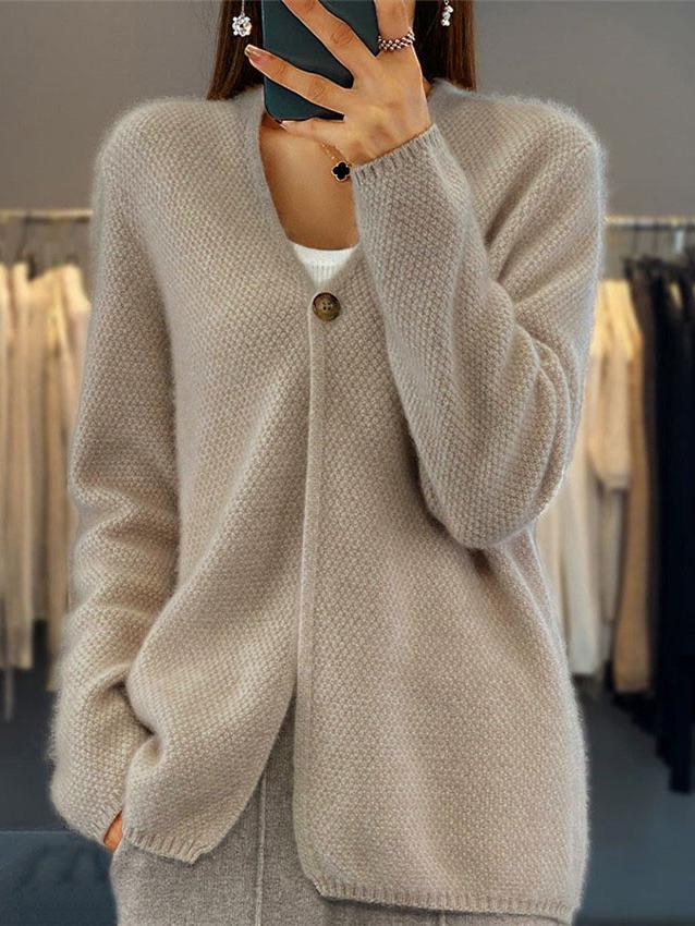 Krohn-e | Cardigan - Schlichter V-Ausschnitt Gestrickter Cardigan Pullover