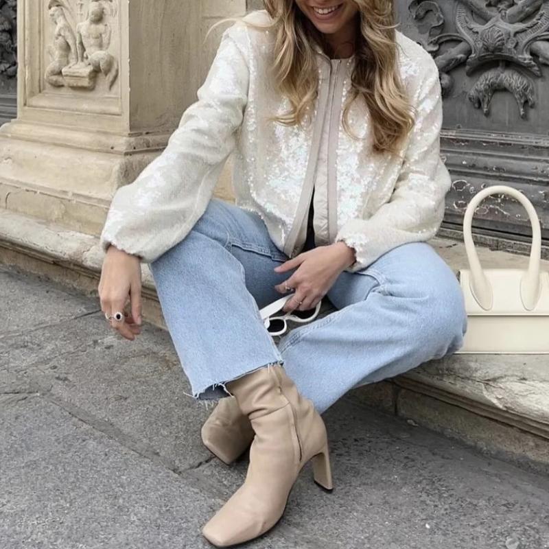 Glitzernde Paillettenjacke mit Reißverschluss von Avelena