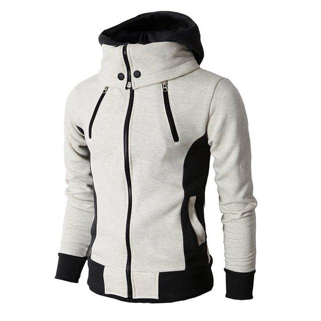 Männersportlicher Hoodie mit Reißverschluss und Stehkragen