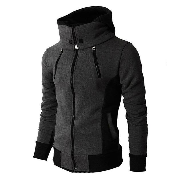 Männersportlicher Hoodie mit Reißverschluss und Stehkragen