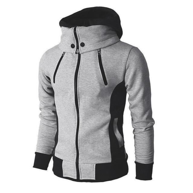 Männersportlicher Hoodie mit Reißverschluss und Stehkragen